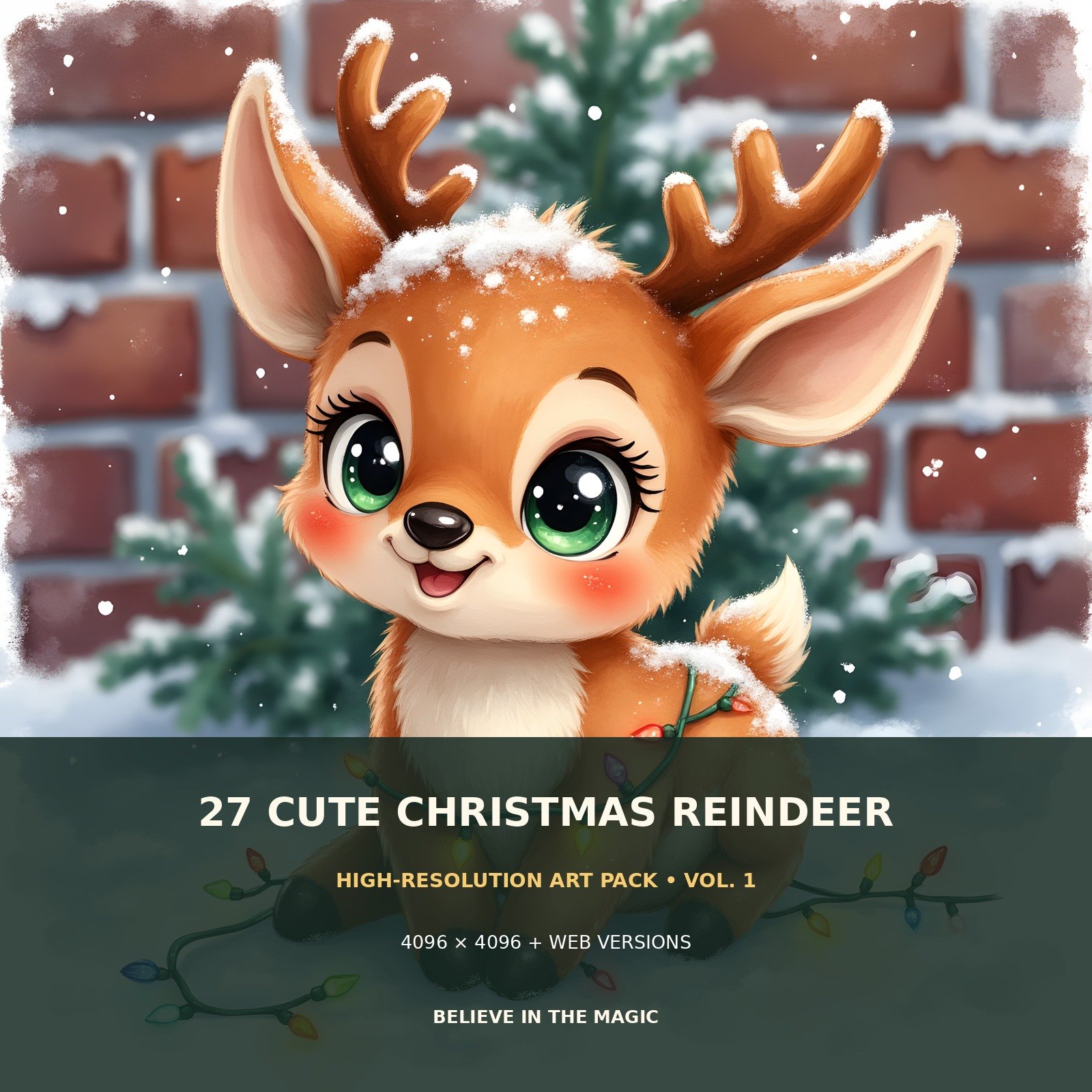 27 Cute Christmas Reindeer Illustrations – High Resolution Art Pack | Vol. 1