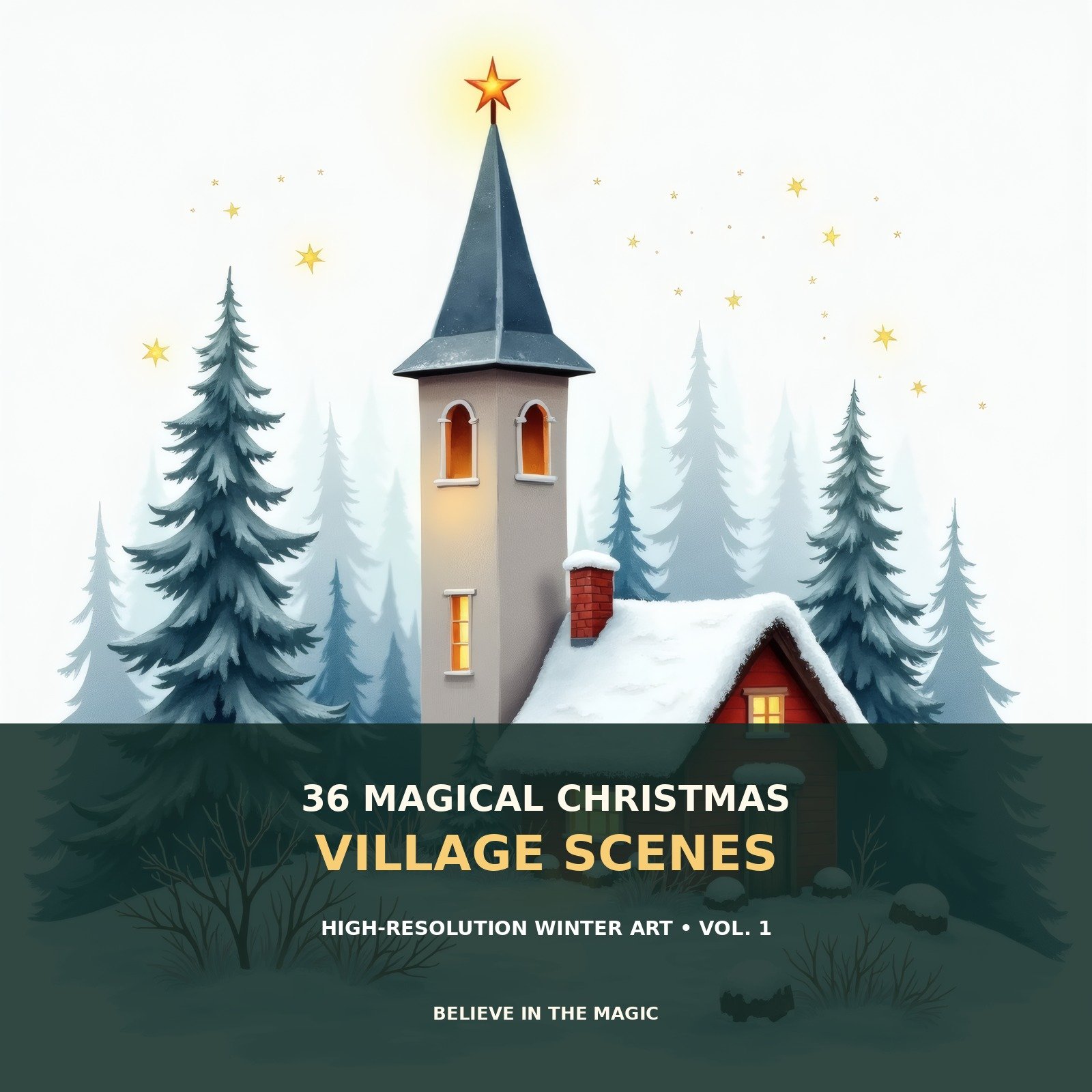 36 Magical Christmas Village Scenes – High Resolution Winter Art Pack | Vol. 1