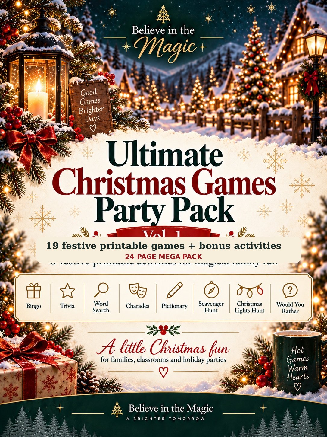 Christmas Games Bundle Printable | 19 Party Games for Adults, Kids & Family | Office Holiday Games | A4 + US Letter PDF