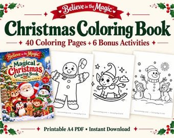 Christmas Coloring Book for Kids — 40 Pages & 6 Bonus Activities