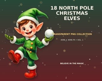 18 North Pole Christmas Elves — Transparent PNG Clipart
