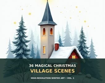 36 Christmas Village Scenes — JPG Art Bundle