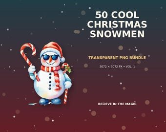 50 Christmas Snowmen — Transparent PNG Clipart