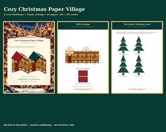 Cozy Christmas Paper Village — 6 Mini Houses