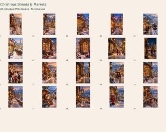 Christmas Streets & Markets — 20 PNG Art Images