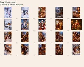 Cozy Winter Stories — 20 PNG Art Images