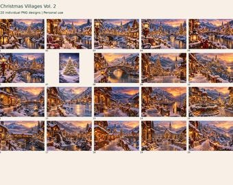 Christmas Villages Vol. 2 — 20 PNG Art Images
