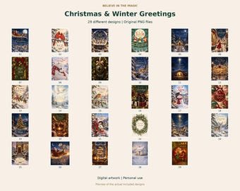 Christmas & Winter Greetings — 29 Digital Card Fronts