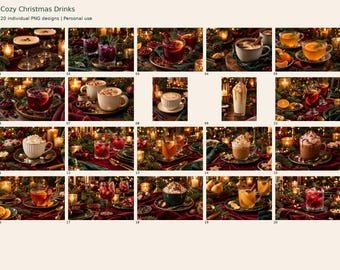 Cozy Christmas Drinks — 20 PNG Art Images