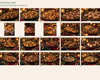 Christmas Feast & Party Bites — 20 PNG Art Images