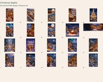 Magical Christmas Nights — 20 PNG Art Images