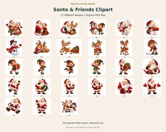 Santa & Friends — 27 Transparent PNG Illustrations