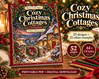 Cozy Christmas Cottages Coloring Book
