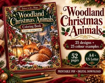Woodland Christmas Animals Coloring Book