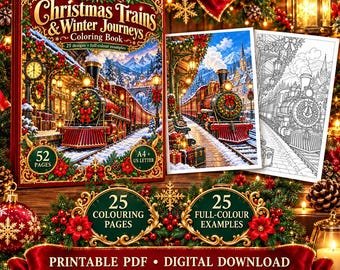 Christmas Trains & Winter Journeys Coloring Book