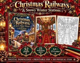 Christmas Trains & Snowy Stations Coloring Book