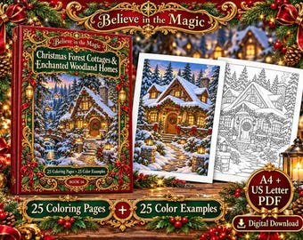 Christmas Forest Cottage Coloring Book