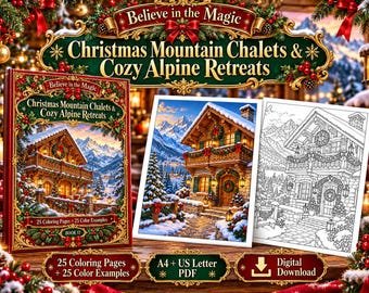 Christmas Mountain Chalets Coloring Book