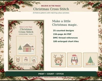 Christmas Cross Stitch — 25 Patterns & Colour Previews