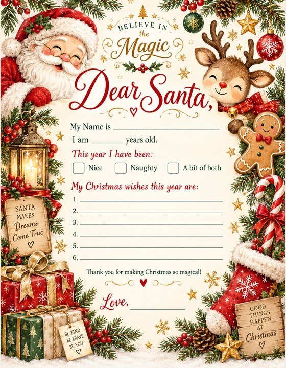 Dear Santa Christmas Wish List