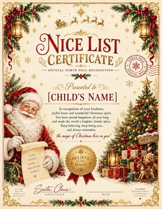 Official Nice List Certificate